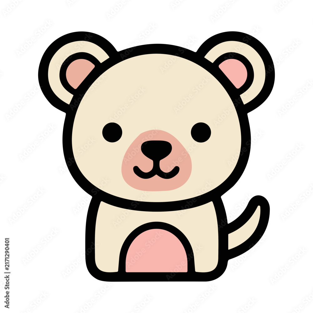 Obraz premium Cute Cartoon Dog Character with Big Ears and Pink Paws