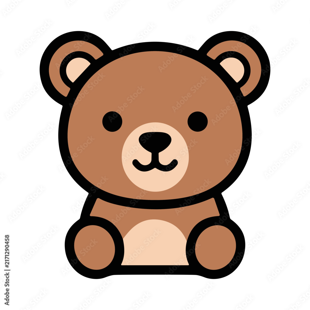 Fototapeta premium Cute Cartoon Teddy Bear Sitting Isolated on White Background