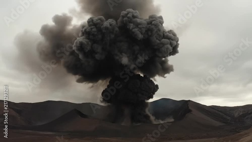 Massive Volcanic Eruption Spews Dark Ash Cloud into Sky.