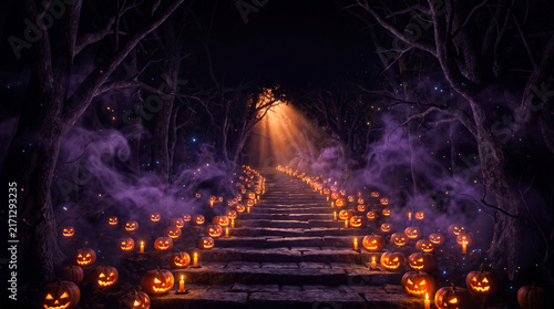 Fiery Forest Night with Blazing Flames, Glowing Smoke and Intense Orange Light Creating a Dramatic Hot Burning Background in the Dark Woods