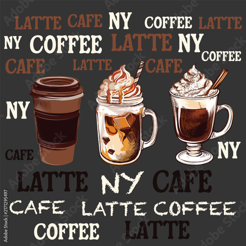 Retro vector New York Coffee Shop Vintage Graphic