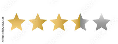 Foto Three and a half gold stars rating symbol for review and feedback evaluation