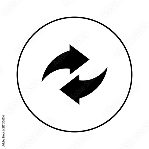 Obraz na płótnie Black refresh icon with two curved arrows inside a circle for web and mobile interface