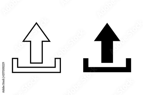 Obraz na płótnie Black upload icon set with outline and solid styles for web and mobile user interface design