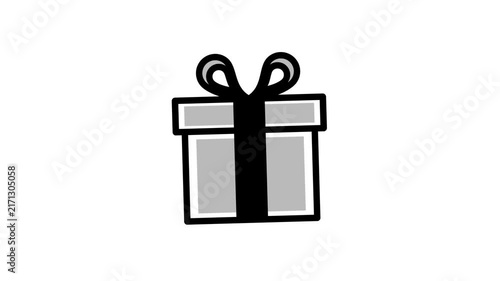 Stylized Black and White Gift Box Illustration with Bow.
