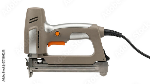 Electric staple gun for construction and upholstery work isolated on transparent background