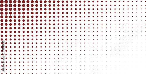 Dark purple halftone dots in a corner gradient pattern on a white background, creating a geometric texture with varying circular sizes