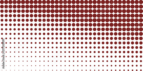 Dark red circular dots arranged in a horizontal halftone gradient pattern that fades from dense at the to sparse at the bottom edge