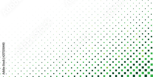 Gradient pattern of small green squares arranged in a grid on a white background, for a clean, and simple digital texture
