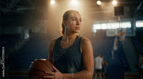 Girl basketball player with ball
