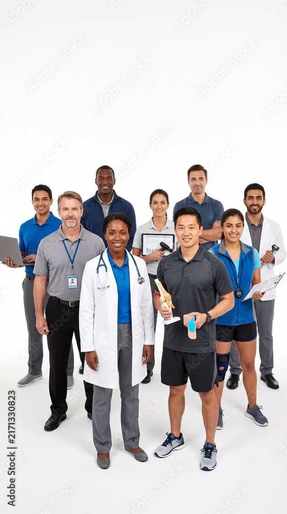 Fototapeta premium Professional Sports Medicine Team on White