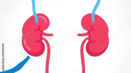 Illustration of Human Kidneys with Medical Procedure.