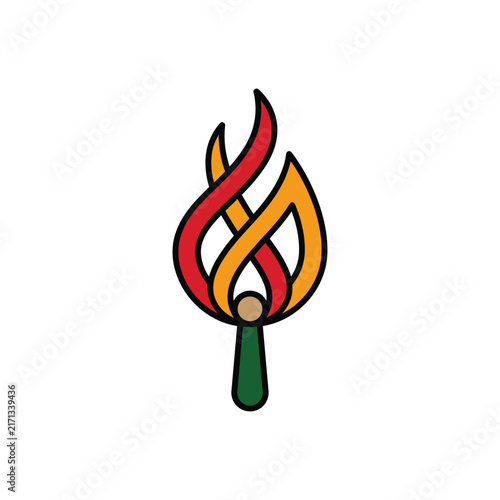 Photography Flame torch icon with green base fire symbol.