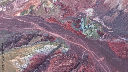 Aerial view of Rainbow Valley in Atacama Desert, Chile