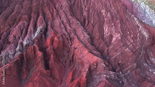 Aerial view of Rainbow Valley rock formations in Chile