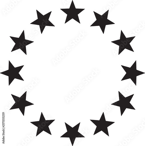 Black stars arranged in a circle shape as a decorative border or frame design element Vector