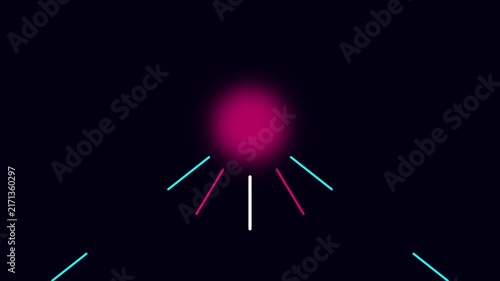 Neon glowing circle with pulsing abstract lines motion animation 4k background