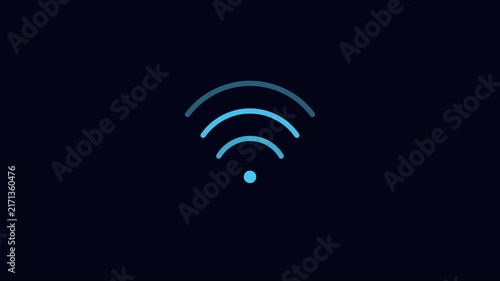 Pulsing wi-fi signal animation on dark 4k background, for wireless connectivity, and internet network concept