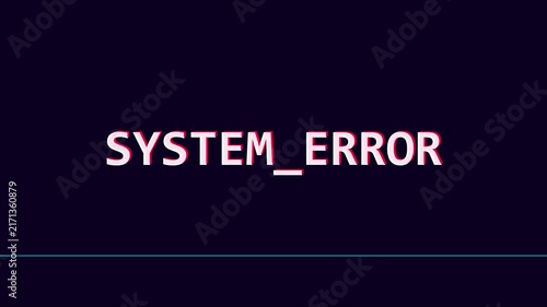 System error glitch text animation with digital distortion effect 4k