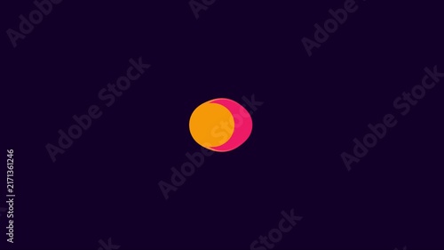 Abstract liquid motion with merging pink and orange circles on dark animation 4k background, fluid