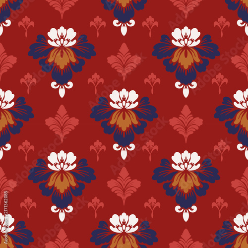 Damask seamless pattern vector background. baroque style pattern. Luxury textile. Graphic ornate pattern for wallpaper, fabric, packaging, wrapping. Damask floral ornament	