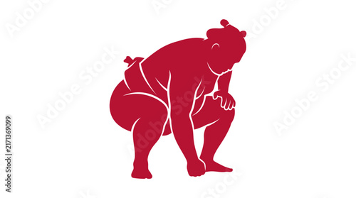 Bild auf Leinwand Minimalist Red Sumo Wrestler Silhouette Vector Illustration