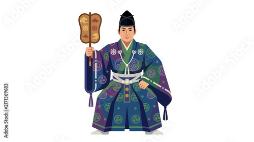Photography Illustration of a Traditional Japanese Nobleman in Formal Attire