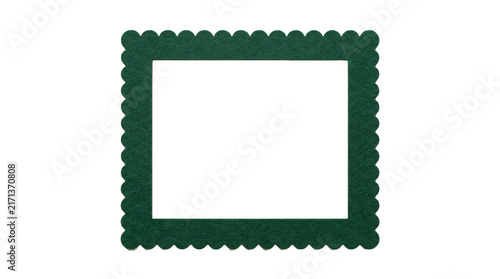 Decorative dark green felt square picture frame with scalloped edges showing textured fabric material isolated cleanly on transparent background