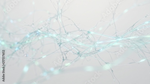 Abstract representation of interconnected neural pathways with lights  