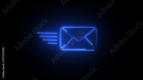 neon Mail email message sending envelope icon animation