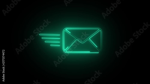 neon Mail email message sending envelope icon animation