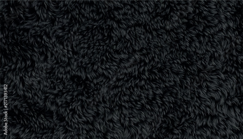 Bild auf Leinwand Black fur texture background, high detail fluffy animal hair surface, soft dark backdrop for luxury design, vector compatible, abstract textile pattern, winter cozy material for digital banners