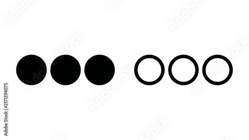 Fotografie Three black circles and three white circles representing contrast or selection