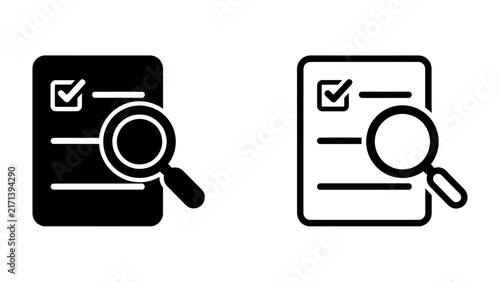 Magnifying Glass Over Checklist: A clear visual representation of scrutiny and verification, this graphic shows a magnifying glass focused on a document with a checklist.