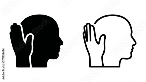 Foto Muted Mind: A symbolic representation of a person covering their ears, conveying a sense of selective hearing, intentional ignorance, or the desire to block out noise and distractions