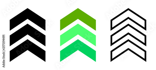 upward chevron arrow icon set for growth rank navigation and UI direction