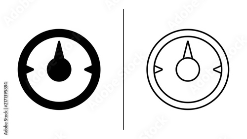фотографія Compass Icon: A minimalist depiction of a compass in both solid black and outline styles, symbolizing direction, navigation, and guidance