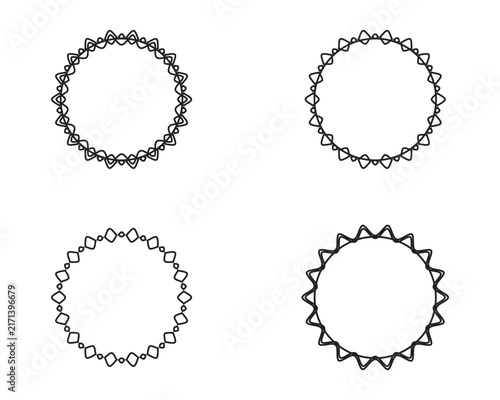 Collection of four ornamental circular borders, featuring detailed geometric designs for stylish framing or decorative elements.