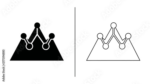 Canvas Print Royal Crown Icons: A set of stylized royal crowns presented in both solid black and outline versions, symbolizing power, royalty, and authority