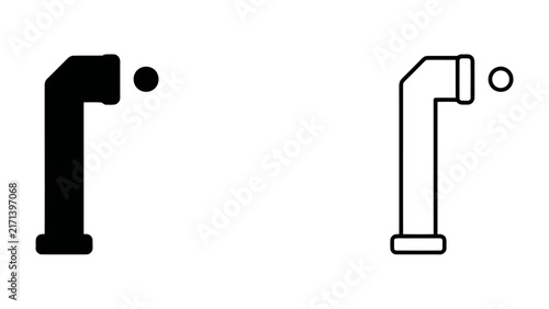 Periscope Icon Set: A clean, minimalist set featuring a periscope in both solid black and outline styles, ready for digital use.