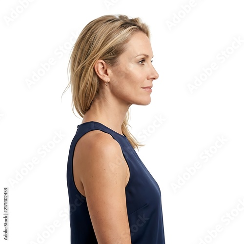 Adult Blonde Woman Profile Silhouette White Background