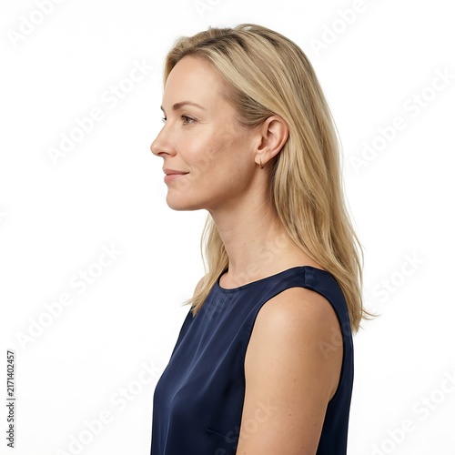 Adult Blonde Woman Profile Silhouette White Background