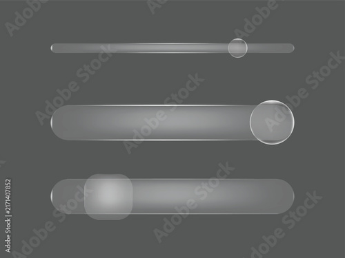 Modern Glass Morphism Slider UI Elements Set with Frosted Glass Effect Vector