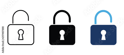 Fotografie Unlocked padlock icon set vector