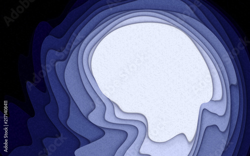 Fotografía 3D Render A stylized, abstract depiction of a human brain rendered in a layered, paper-cut art style