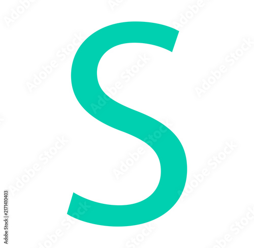 Modern green lowercase cursive letter s with smooth flowing