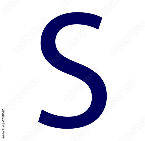 Black lowercase sans serif letter s on clean white background