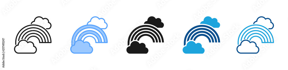 Fototapeta premium Rainbow web icon with multiple style collection