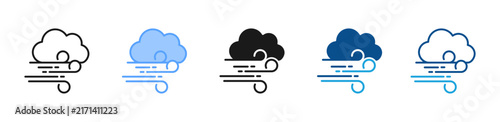 Konstfotografi Windy Weather web icon with multiple style collection