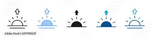 Sunrise web icon with multiple style collection